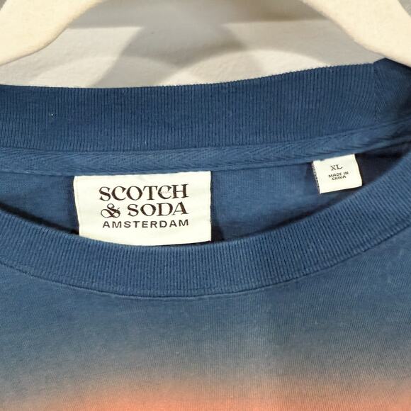 Scotch & Soda Men’s Tie Dye Cotton Tee XL Blue Yellow Orange - Picture 3 of 5